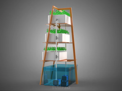 VERTICAL HYDROPONIC SOILLESS PLANT GROWTH WATER TANK RESERVOIR 3D Model