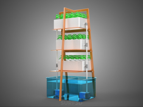 VERTICAL HYDROPONIC SOILLESS PLANT GROWTH WATER TANK RESERVOIR 3D Model
