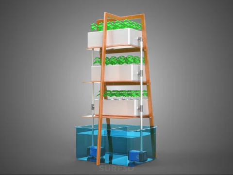 VERTICAL HYDROPONIC SOILLESS PLANT GROWTH WATER TANK RESERVOIR 3D Model