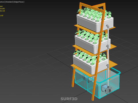 VERTICAL HYDROPONIC SOILLESS PLANT GROWTH WATER TANK RESERVOIR 3D Model
