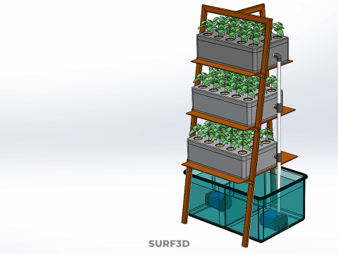 VERTICAL HYDROPONIC SOILLESS PLANT GROWTH WATER TANK RESERVOIR 3D Model