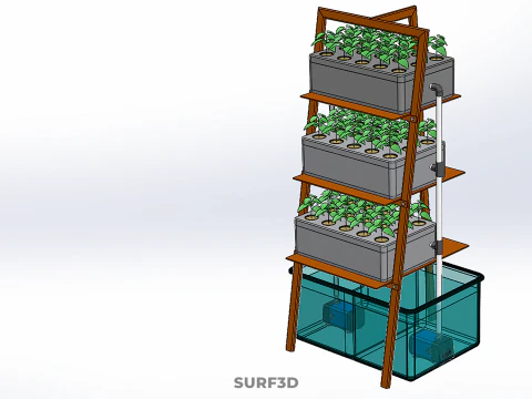 VERTICAL HYDROPONIC SOILLESS PLANT GROWTH WATER TANK RESERVOIR 3D Model