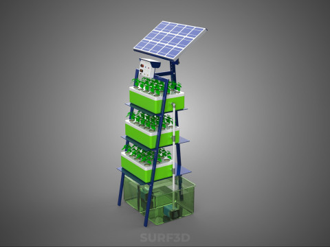 IOT SMART HYDROPONIC SOLAR CELL POWER FARM PLANT WATER NUTRIENT 3D Model