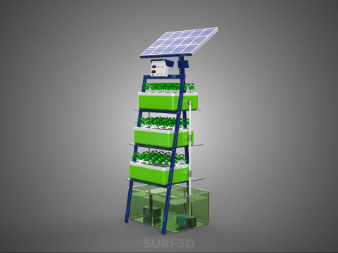IOT SMART HYDROPONIC SOLAR CELL POWER FARM PLANT WATER NUTRIENT Modèle 3D