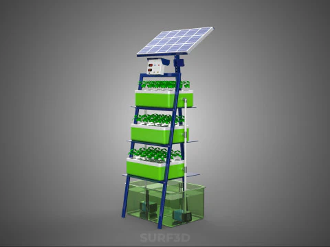 IOT SMART HYDROPONIC SOLAR CELL POWER FARM PLANT WATER NUTRIENT 3D Model