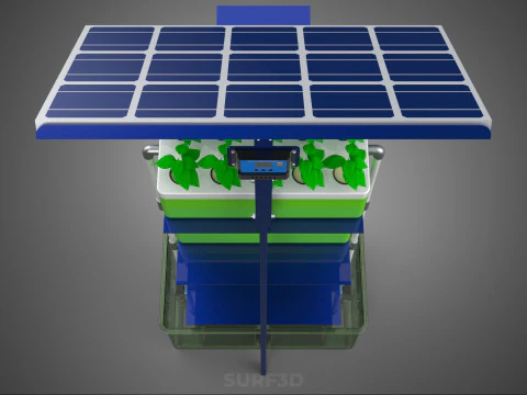 IOT SMART HYDROPONIC SOLAR CELL POWER FARM PLANT WATER NUTRIENT 3D Model