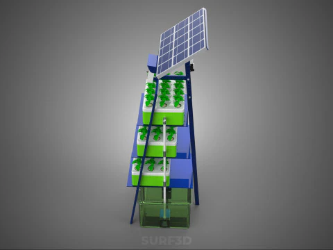 IOT SMART HYDROPONIC SOLAR CELL POWER FARM PLANT WATER NUTRIENT 3D Model