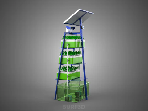 IOT SMART HYDROPONIC SOLAR CELL POWER FARM PLANT WATER NUTRIENT 3D Model