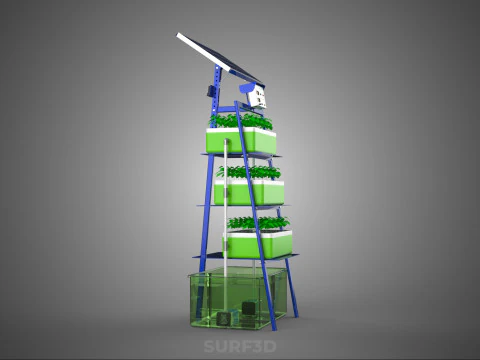 IOT SMART HYDROPONIC SOLAR CELL POWER FARM PLANT WATER NUTRIENT 3D Model