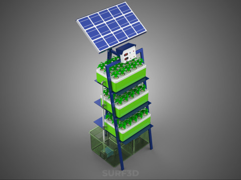 IOT SMART HYDROPONIC SOLAR CELL POWER FARM PLANT WATER NUTRIENT Modèle 3D