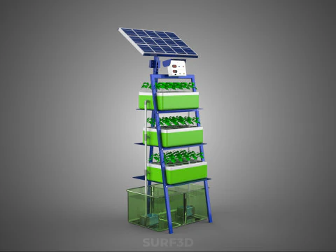 IOT SMART HYDROPONIC SOLAR CELL POWER FARM PLANT WATER NUTRIENT 3D Model