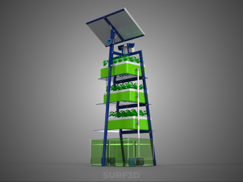 IOT SMART HYDROPONIC SOLAR CELL POWER FARM PLANT WATER NUTRIENT Modèle 3D