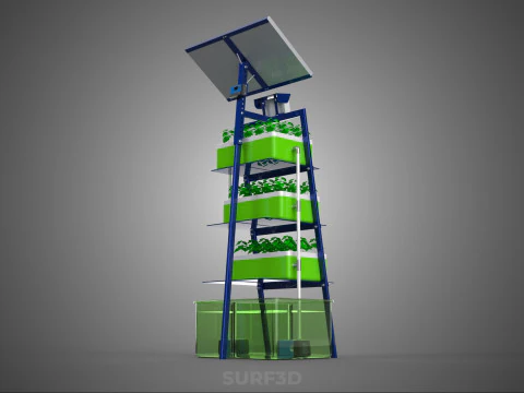 IOT SMART HYDROPONIC SOLAR CELL POWER FARM PLANT WATER NUTRIENT 3D Model