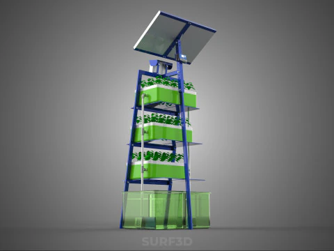 IOT SMART HYDROPONIC SOLAR CELL POWER FARM PLANT WATER NUTRIENT 3D Model
