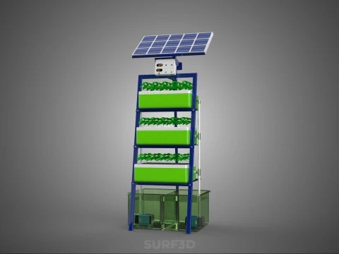 IOT SMART HYDROPONIC SOLAR CELL POWER FARM PLANT WATER NUTRIENT 3D Model