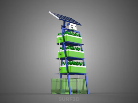 IOT SMART HYDROPONIC SOLAR CELL POWER FARM PLANT WATER NUTRIENT 3D Model