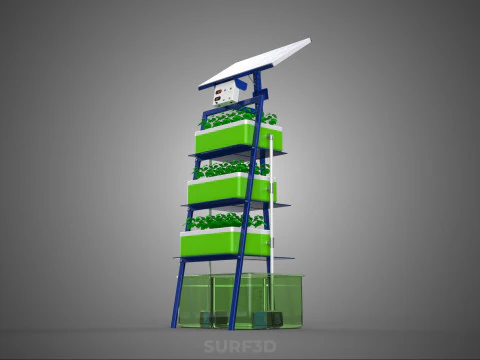 IOT SMART HYDROPONIC SOLAR CELL POWER FARM PLANT WATER NUTRIENT 3D Model