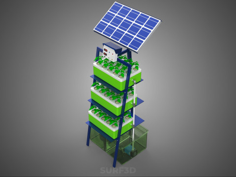 IOT SMART HYDROPONIC SOLAR CELL POWER FARM PLANT WATER NUTRIENT Modèle 3D