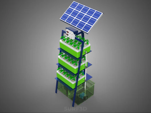 IOT SMART HYDROPONIC SOLAR CELL POWER FARM PLANT WATER NUTRIENT 3D Model