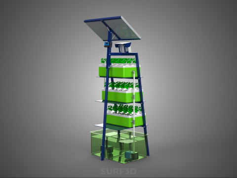IOT SMART HYDROPONIC SOLAR CELL POWER FARM PLANT WATER NUTRIENT Modèle 3D