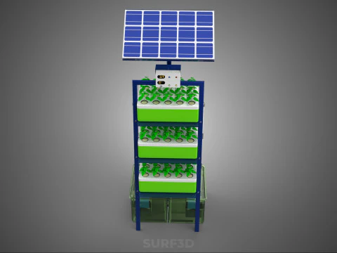 IOT SMART HYDROPONIC SOLAR CELL POWER FARM PLANT WATER NUTRIENT 3D Model