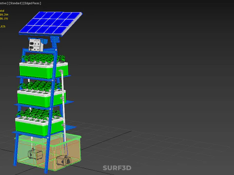 IOT SMART HYDROPONIC SOLAR CELL POWER FARM PLANT WATER NUTRIENT 3D Model