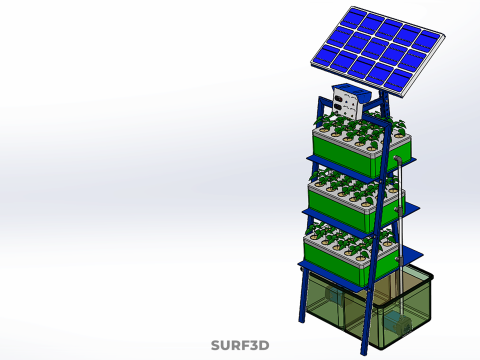 IOT SMART HYDROPONIC SOLAR CELL POWER FARM PLANT WATER NUTRIENT Modèle 3D