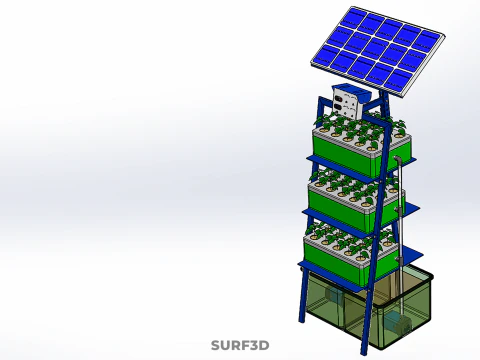 IOT SMART HYDROPONIC SOLAR CELL POWER FARM PLANT WATER NUTRIENT 3D Model