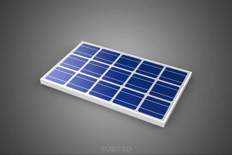 RECTANGULAR SOLAR CELL PHOTOVOLTAIC PANEL RENEWABLE SUN ENERGY 3D 模型 .c4d .max .obj .3ds .fbx .stl .blend 
