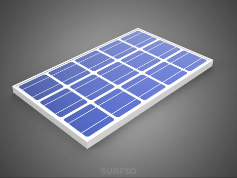 RECTANGULAR SOLAR CELL PHOTOVOLTAIC PANEL RENEWABLE SUN ENERGY 3D Model
