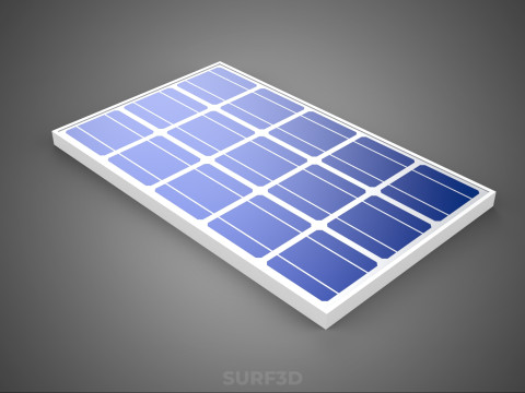 RECTANGULAR SOLAR CELL PHOTOVOLTAIC PANEL RENEWABLE SUN ENERGY 3D 模型