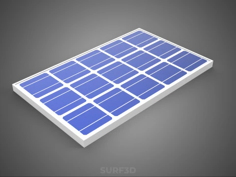 RECTANGULAR SOLAR CELL PHOTOVOLTAIC PANEL RENEWABLE SUN ENERGY 3D Model