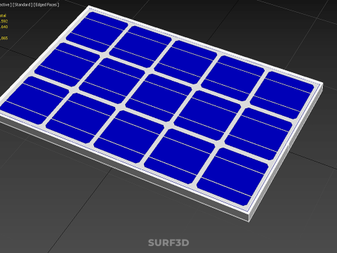 RECTANGULAR SOLAR CELL PHOTOVOLTAIC PANEL RENEWABLE SUN ENERGY 3D 模型