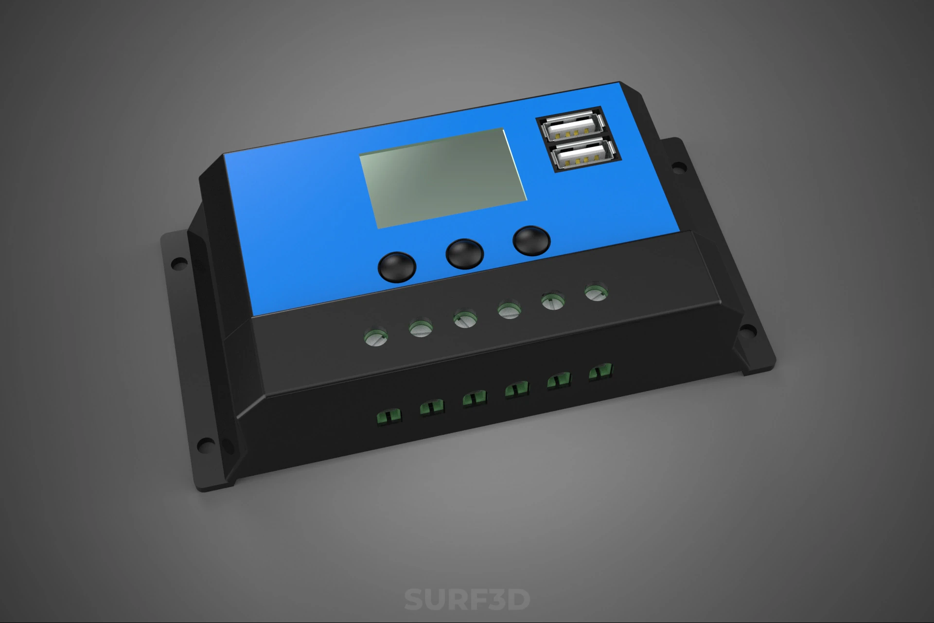 SOLAR CELL PANEL CONTROLLER BATTERY CHARGE PWM PV REGULATOR USB 3D Model .c4d .max .obj .3ds .fbx .stl .blend 