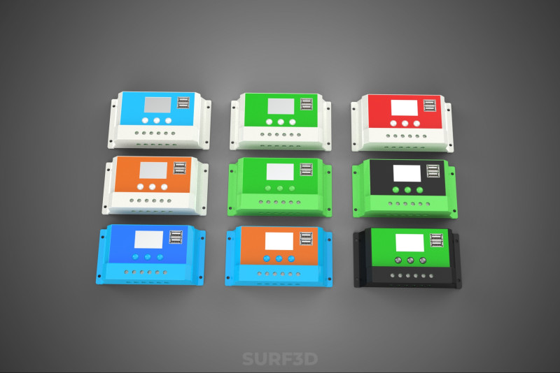 MULTI COLOR SOLAR CELL PANEL CONTROLLER BATTERY CHARGE REGULATOR 3D Модель .c4d .max .obj .3ds .fbx .stl .blend