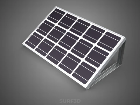 ANGLED STAND PV SOLAR PANEL MODULE CELL PHOTOVOLTAIC RENEWABLE 3D Model