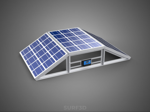 ROOF ARRAY SOLAR CELL PANEL MODULAR CONTROLLER CHARGE REGULATOR Modello 3D