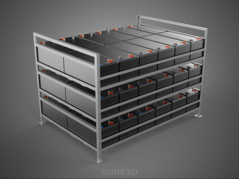 ARRAY BATTERY RACK SYSTEM ENERGY STORAGE PACK BACKUP POWER BANK 3D Модель