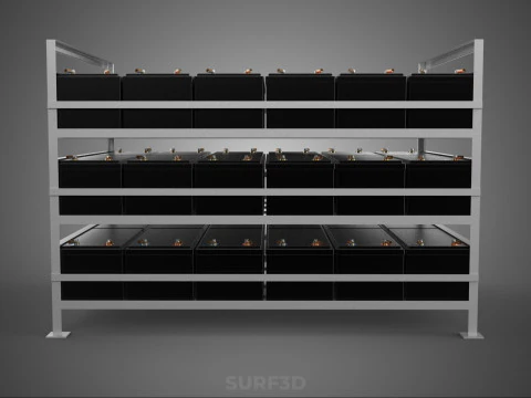 ARRAY BATTERY RACK SYSTEM ENERGY STORAGE PACK BACKUP POWER BANK 3D Model