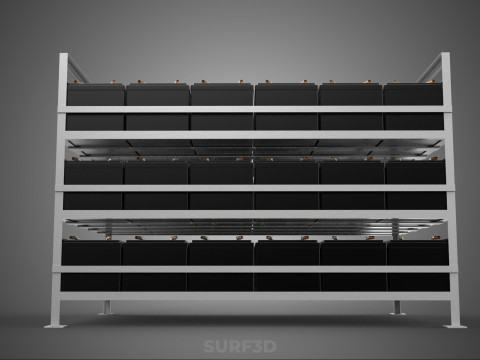 ARRAY BATTERY RACK SYSTEM ENERGY STORAGE PACK BACKUP POWER BANK 3D Model