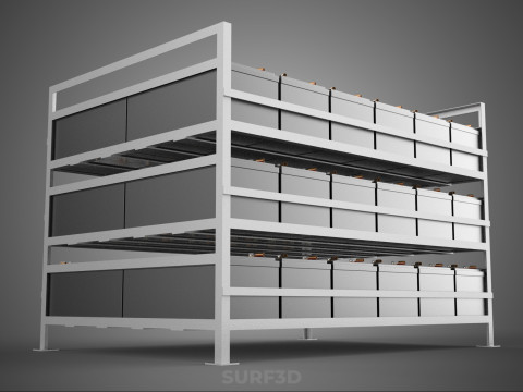 ARRAY BATTERY RACK SYSTEM ENERGY STORAGE PACK BACKUP POWER BANK 3D Model