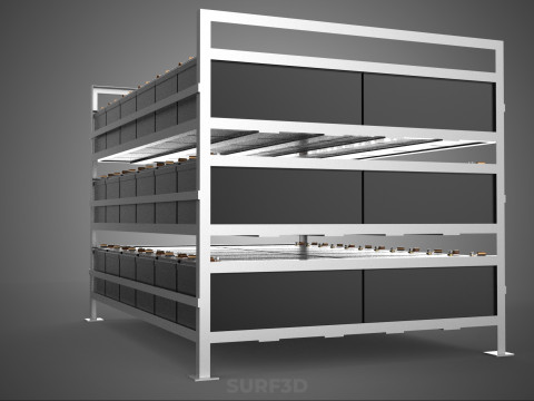 ARRAY BATTERY RACK SYSTEM ENERGY STORAGE PACK BACKUP POWER BANK 3D Model