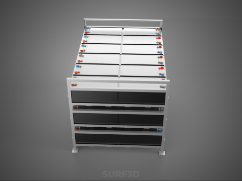 ARRAY BATTERY RACK SYSTEM ENERGY STORAGE PACK BACKUP POWER BANK 3D Model