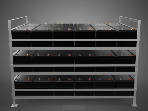 ARRAY BATTERY RACK SYSTEM ENERGY STORAGE PACK BACKUP POWER BANK 3D Model
