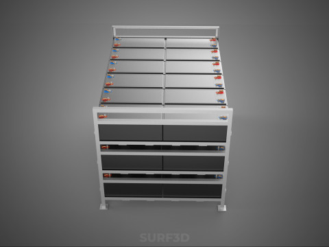 ARRAY BATTERY RACK SYSTEM ENERGY STORAGE PACK BACKUP POWER BANK 3D Model