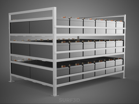 ARRAY BATTERY RACK SYSTEM ENERGY STORAGE PACK BACKUP POWER BANK 3D Model