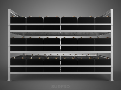 ARRAY BATTERY RACK SYSTEM ENERGY STORAGE PACK BACKUP POWER BANK 3D Model