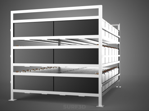 ARRAY BATTERY RACK SYSTEM ENERGY STORAGE PACK BACKUP POWER BANK 3D Model