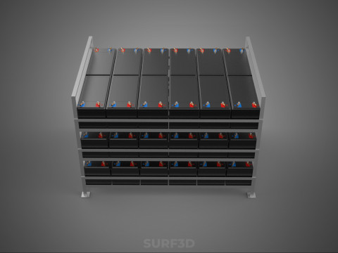 ARRAY BATTERY RACK SYSTEM ENERGY STORAGE PACK BACKUP POWER BANK 3D Model