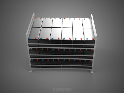 ARRAY BATTERY RACK SYSTEM ENERGY STORAGE PACK BACKUP POWER BANK 3D Model